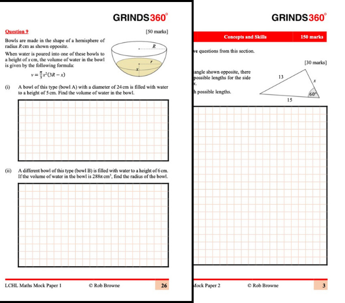 Samples of Grinds360 Maths Mock Exams