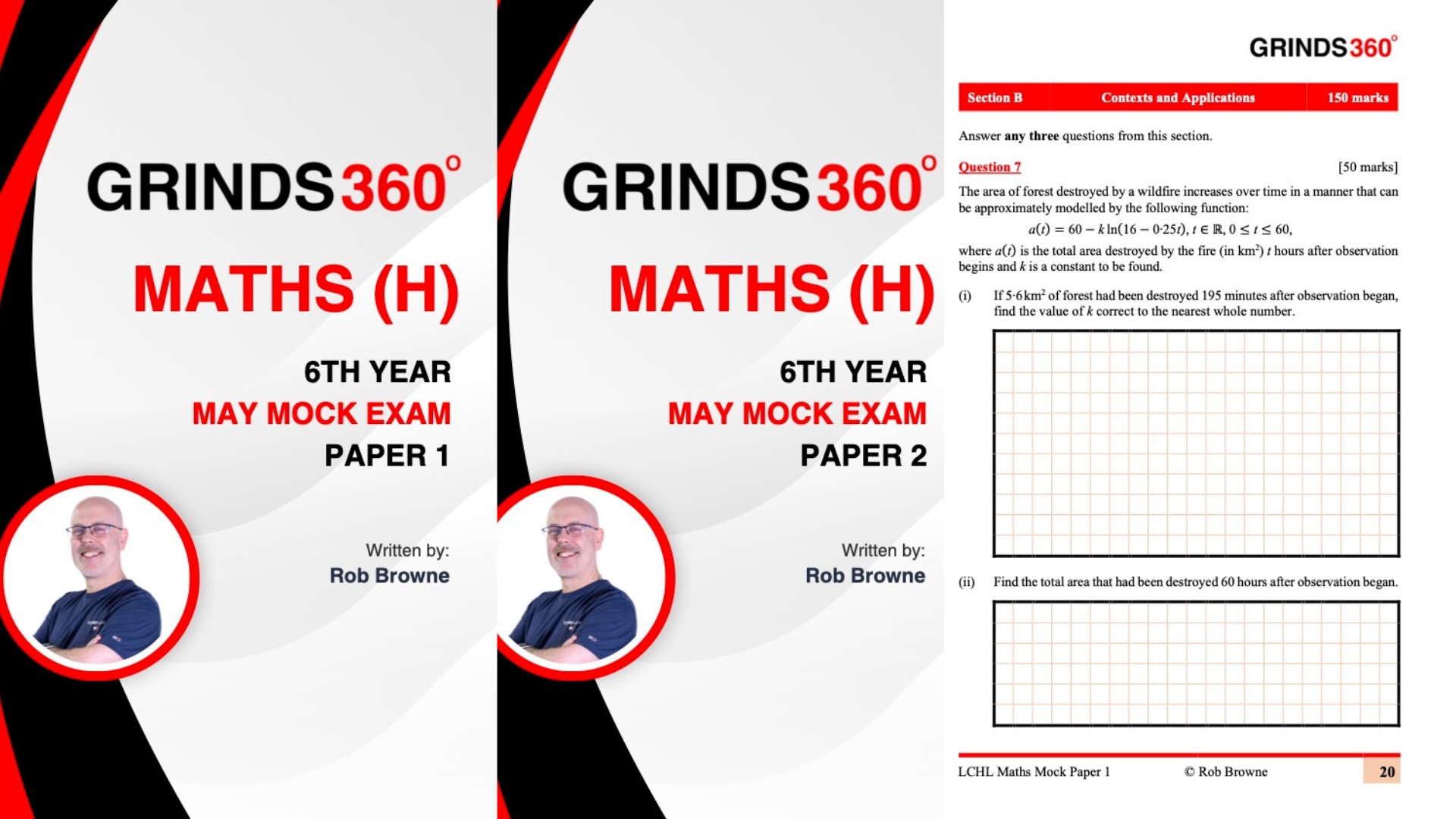Sample of the Leaving Cert Mock exams provided for Maths with Grinds360