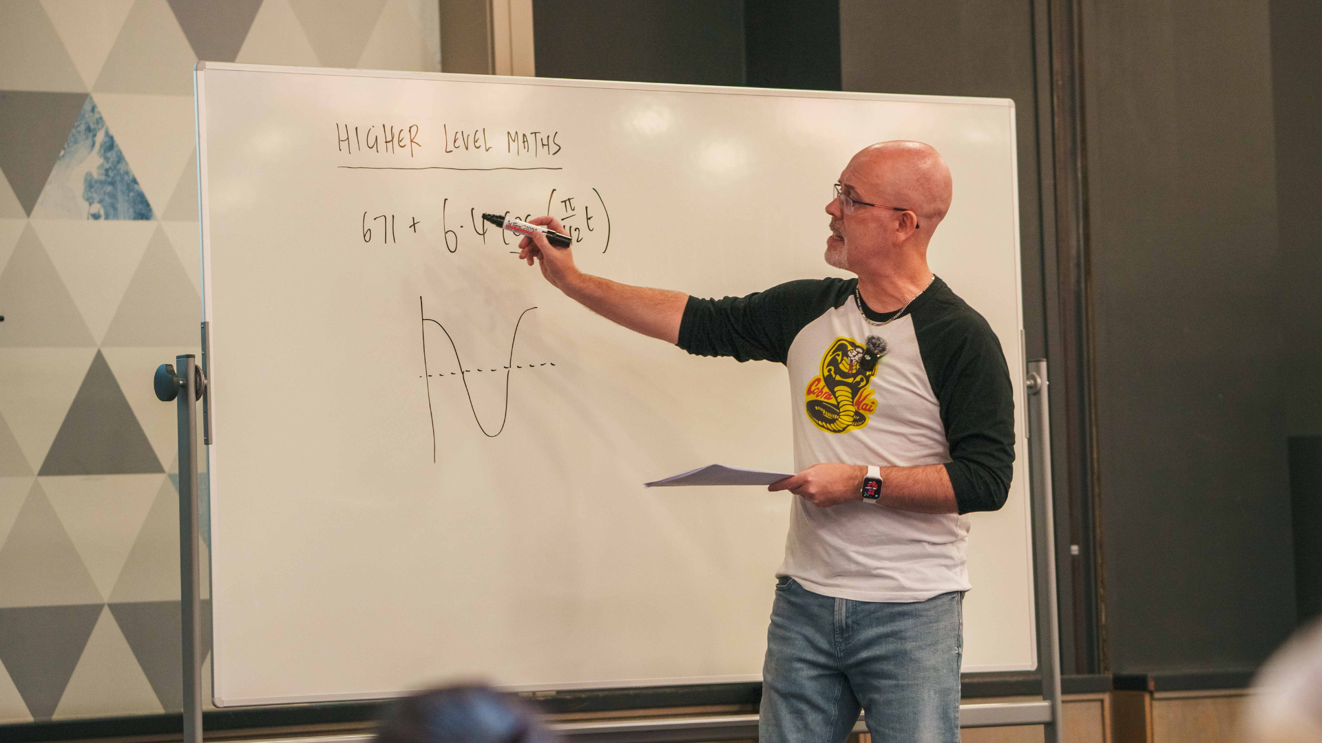 Rob Browne teaching an in-person Leaving Cert maths grind in the Talbot hotel