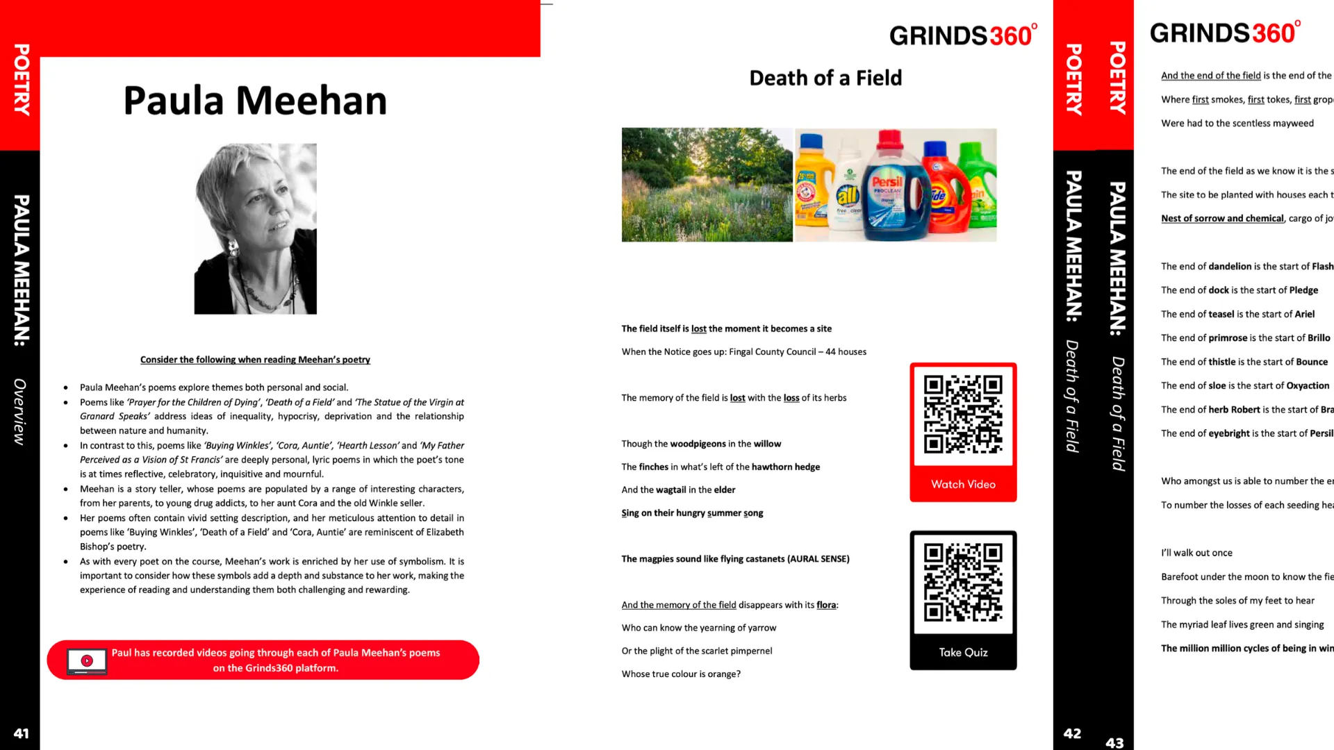 leaving-cert-english-paula-meehan-poetry-notes - Grinds360 Notes and annotated text for Paula Meehan’s “Death of a Field” from the Leaving Cert English course, including poem analysis, study tips, and QR codes for video lessons and quizzes